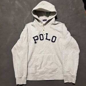 Polo Ralph Lauren RL-67 Mens XL Gray Hoodie Pullover Spell Out Logo Embroidered